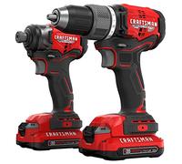 CRAFTSMAN V20 RP Taladro inalámbrico y destornillador de impacto, kit combinado de herramientas eléctricas, 2 baterías y cargador incluidos (CMCK211C2)