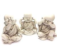 CRAFTSTORE14 Juego de figuras de monje de tres monos sabios, estatua de Buda bebé, no ve mal, no escucha mal, no habla mal, escultura zen, decoración del hogar
