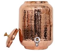CRAFTSTRIBE Hammered Pure Copper Water Dispenser with Tap | Traditional Indian Copper Tanki for Drinking Water Storage Pot for Home & Kitchen (4 Littre)