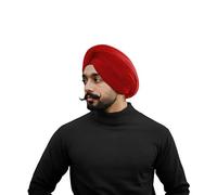CRAFTSTRIBE Turban Tradicional Sikh Patka Punjabi Sardar Pagri Dastar de Algodón con Velo Completo para Hombres y Niños (5 Metros), Rojo, One Size