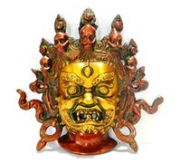 CraftVatika Escultura tibetana Mahakala Pared - Antiguo Vintage hindú Shiva Dios Ganesh decoración de la Pared Máscara Colgantes, Bali Padmasambhava nepalí Wall Art