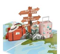 CraftWerk 3D Pop-Up Card Travel tarjeta de vale, tarjeta plegable para vacaciones, viajes, cumpleaños o despedida embalaje creativo para viajes a la ciudad, cruceros o luna de miel
