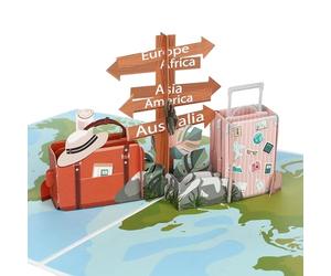 CraftWerk 3D Pop-Up Card Travel tarjeta de vale, tarjeta plegable para vacaciones, viajes, cumpleaños o despedida embalaje creativo para viajes a la ciudad, cruceros o luna de miel