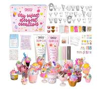 CRAFTY CATS Kit de manualidades “Fiesta de Postres” - +115 piezas | Arcilla al aire, perlas, pegamento crema con boquillas | Set creativo DIY para niños, cumpleaños y regalo
