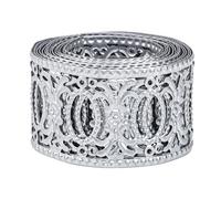 CraftyCrocodile Cinta de metal para decoración de manualidades, ribete plateado decorativo para manualidades, 2 cm de ancho y 2,7 metros de largo