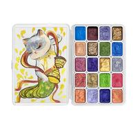 CraftyManor Mini juego de pintura de acuarela cambiante forestal, kit de pintura de acuarela de 20 colores cambiantes, pinturas de acuarela metálicas brillantes, pintura de acuarela con purpurina