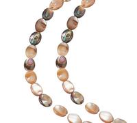 CRAFTYMELODY 1 cadena de perlas de concha de abulón natural ovaladas y planas a granel cabujones coloridos de 8 x 6 mm perlas espaciadoras de concha Paua para pulseras y