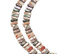 CRAFTYMELODY 1 hebra de cuentas de concha de abulón natural, rectangulares, sueltas, 16 x 6 mm, cabujones coloridos, cuentas espaciadoras de concha paua para pulseras, aretes, collares, joyas