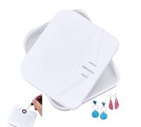 CRAFTYMELODY 1 herramienta de guía de agujeros de arcilla polimérica para pendientes, guía de fabricación de aretes cuadrados blancos con recolector de escombros, herramientas de perforación de