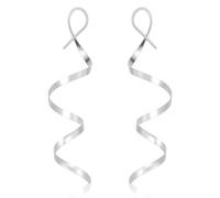 CRAFTYMELODY 1 par de pendientes de enhebrador en espiral para mujer, plata de ley 925 hecha a mano con espiral retorcida curvada lineal a través