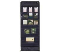 CRAFTYMELODY 1 pizarra de bolsillo grande de 35,43 x 13,19 pulgadas para palabras en el aula con 13 bolsillos transparentes, negro, reutilizable, diseño de rayas de frases para bolsas de pared de