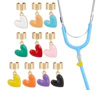 CRAFTYMELODY 10 dijes de estetoscopio de 10 colores para enfermera, corazón, estetoscopios, aleación esmaltada, corazón, estetoscopios, dijes de corazones coloridos, etiqueta de identificación, regalo