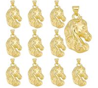 CRAFTYMELODY 10 dijes de latón chapado en oro de 18 quilates con diseño de cabeza de caballo, dije de metal con forma de animal para hacer collares, pulseras, pendientes, joyas, manualidades