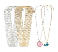 CRAFTYMELODY 10 piezas 2 colores clip encanto collares collares 304 cadenas de acero inoxidable dorado cadena de eslabones ajustables joyas cadena de extensión