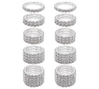 CRAFTYMELODY 10 Uds 5 Estilos Anillos de Diamante de Imitación de Aleación Ajustable de Plata Elásticos de Moda Cristal Apilable Extensibles Accesorios