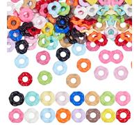 CRAFTYMELODY 100 cuentas onduladas acrílicas opacas con agujero de 5 mm, multicolor, florales, espaciadoras, cuentas espaciadoras sueltas coloridas para hacer joyas, manualidades, collares, pulseras