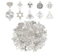 CRAFTYMELODY 100 piezas de 10 estilos de nudo de conexión de estilo tibetano encanto chino nudo izquierdo triángulo forma de corazón nodo hallazgos