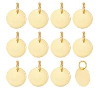 CRAFTYMELODY 100 piezas de sello de chapa troquelada colgante de 12 mm de latón dorado en blanco colgante con anillo curvado plano redondo en blanco para DIY ID de mascotas manualidades