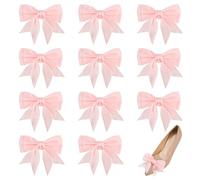 CRAFTYMELODY 12 clips para zapatos con lazo de poliéster, desmontables, con lazo rosado, hebillas para zapatos con clip de hierro