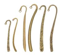 CRAFTYMELODY 12 marca de Metal de 6 estilos Gancho de horquilla de aleación de bronce tibetano antiguo gancho tallado marca páginas con hebilla de marcadores de libro