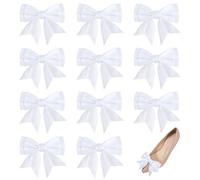 CRAFTYMELODY 12 pinza para zapatos de poliéster con lazo desmontable hebillas blancas con clip de hierro