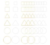 CRAFTYMELODY 120 piezas 12 estilos geométricos colgantes conectores plateados oro latón triángulo redondo cuadrado anillos de conexión diferentes anillos de conexión bisel abierto colgante