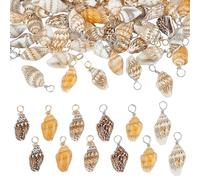 CRAFTYMELODY 120 piezas colgante de concha en espiral 2 estilos de concha de cowire colgante de la vida del océano con lazo conch colgante para la fabricación de joyas