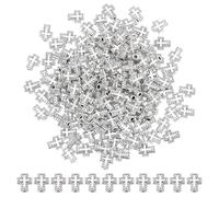 CRAFTYMELODY 150 cuentas espaciadoras de crucifijo de plata antigua, cuentas espaciadoras tibetanas con cruz de metal con cruz sagrada, crucifijos, cuentas sueltas para oración