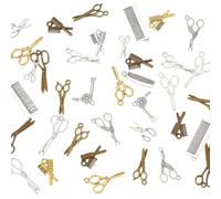 CRAFTYMELODY 150 dijes de peluquería de 15 estilos, dijes divertidos para estilista, peine de tijera, herramientas de peluquería, colgantes a granel, bonitos colgantes de tijeras, dijes de joyería de