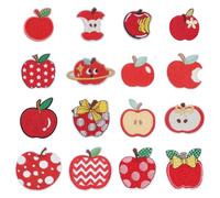 CRAFTYMELODY 16 parches con diseño de manzana roja, 16 estilos, apliques de frutas, a rayas, flores, lazos, dibujos animados, manzanas, parches