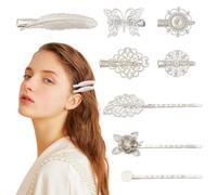 CRAFTYMELODY 16 piezas 8 estilos pinzas para el cabello cocodrilo vintage horquillas de pelo con pasadores retro de hierro mariposa flor horquillas accesorios de fabricación de joyas DIY para mujeres