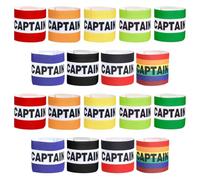 CRAFTYMELODY 18 brazaletes de capitán de fútbol, 9 colores, de poliéster, banda elástica de colores mezclados, ajustable, accesorios deportivos para fútbol, voleibol, rugby, equipo de baloncesto