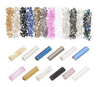 CRAFTYMELODY 1800 piezas de vidrio tubos perlas 12 estilos tubos semillas perlas 3/6/6.5mm cristal redondo semilla perla pequeña artesanía perla