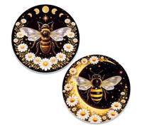 CRAFTYMELODY 2 alfombrillas para tocadiscos de flores de abeja de 11.8 pulgadas, tapete de fieltro antiestático para tocadiscos de 3 mm de grosor, antiestático, para tocadiscos de vinilo LP mejora la