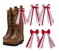 CRAFTYMELODY 2 pares de botas de día de juego lazos 2 estilos rugby tema lazos colgantes decoraciones occidentales botas cinta lazo colgante