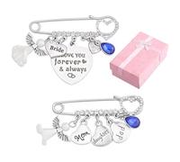 CRAFTYMELODY 2 piezas Algo Azul Novia Regalo de Boda Nupcial Broche de Aleación Broches con Corazón de Perla Acrílico Metal Colgantes Novedad Broches