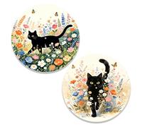 CRAFTYMELODY 2 piezas gato flores tocadiscos estera 11.8 pulgadas tocadiscos Slipmat anti estático fieltro disco reproductor alfombrilla cubierta 3 mm de grosor anti estático