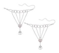 CRAFTYMELODY 2 pulsera con diamantes de imitación y perlas plateadas estilo vintage para mujer