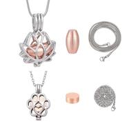 CRAFTYMELODY 2 unids 2 estilo cremación urna ceniza collar loto gato pata ceniza colgante acero inoxidable collar recuerdo monumento ceniza joyería