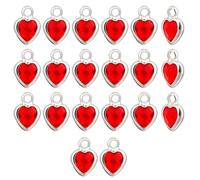 CRAFTYMELODY 20 colgantes de corazón de latón rojo corazón cristal plateado amor colgante metal accesorios