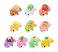 CRAFTYMELODY 20 figuras de tortuga luminosas de resina serie de frutas y verduras, modelo miniatura a granel, accesorios para casa de muñecas, accesorios de utilería de simulación
