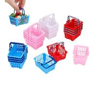 CRAFTYMELODY 20 piezas mini cesta de la compra 4 colores mini supermercado carro pequeño plástico al por menor cestas de compras con asas