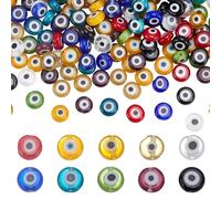 CRAFTYMELODY 200 unidades de 10 perlas de ojo malvado de 6 mm, planas, redondas, espaciadoras, amuletos de la suerte, amuleto griego turco, perlas sueltas para hacer joyas