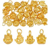 CRAFTYMELODY 24 colgantes de aleación de 4 estilos de peces de la suerte y gato, colgantes de fortuna de animales a granel para hacer joyas, pulseras, collares, aretes, manualidades, accesorios