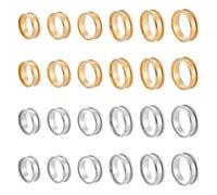 CRAFTYMELODY 24 piezas 12 diseños diferentes anillos para los dedos ranurados 304 acero inoxidable espacios en blanco redondo núcleo acanalado insertado en bruto tamaño US 7/8/9/10/11/12
