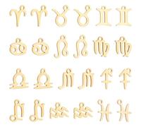 CRAFTYMELODY 24 piezas de 2 juegos de dijes de constelación de signo del zodiaco de acero inoxidable 304, doce colgantes de constelación a granel para collares, pendientes, joyería, manualidades