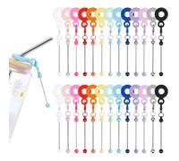 CRAFTYMELODY 26 colgantes de perlas para vasos, 13 colores, funda de silicona para pajita, colgante de perlas, colgante de barra de hierro, adorno para fabricación de joyas