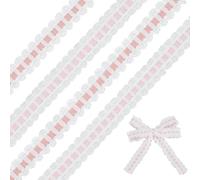 CRAFTYMELODY 26 Yardas 2 Color Rosa Elástico Encaje Guarniciones Poliéster Trim Cintas Elástico Borde Elástico Elástico Borde Festoneado Cinta Onda Volantada