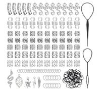 CRAFTYMELODY 285 piezas vikingos accesorios para el pelo de plata antigua vikingo Dreadlock Accesorios para el pelo colgante de pelo runas nórdicas tubular perlas clips de metal gemelos