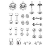 CRAFTYMELODY 40 piezas de los encantos deportivos 10 estilos de los encantos de peso de la mancuerna colgante de deporte de aleación Kettlebell mancuernas ejercicio de fuerza entrenamiento de fuerza